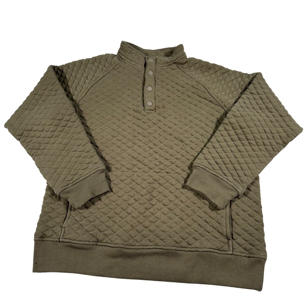 RedHead Quilted Pullover Mens Medium Olive Green Snap Mock Neck Gorpcore Outdoor